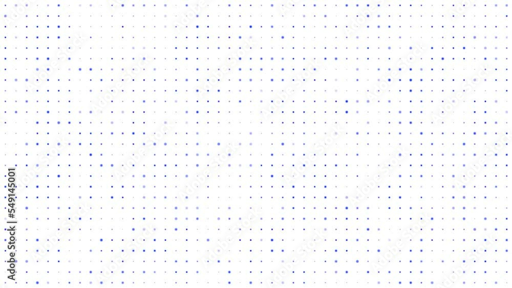 Poster blue floating dots on black background loop. slow mosaic chaotic moving seamless animation. elegant 