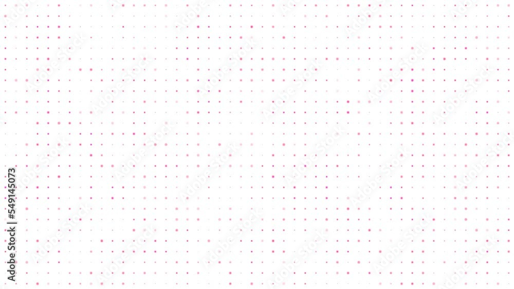 Poster pink floating dots on white background loop. slow mosaic chaotic moving seamless animation. elegant 