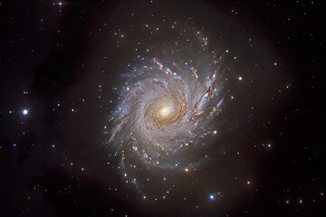 strophotography of messier 63 spiral, a galaxy in space, illustration with brown atmosphere