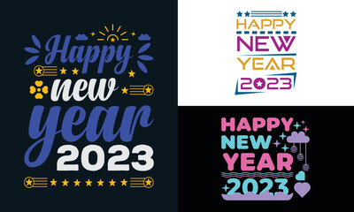 Obraz premium best typography t shirt design for happy new year 2023 