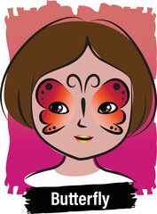 Face-Painting Creative Card Menu Design- Butterfly