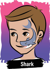 Face-Painting Creative Card Menu Design- Shark