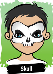 Face-Painting Creative Card Menu Design- Skull