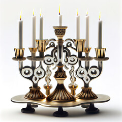 menorah (traditional candelabra) and burning candles