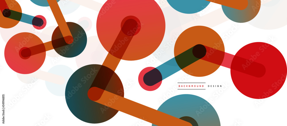 Poster line points connections geometric abstract background. circles connected by lines. trendy techno bus