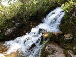 Fototapeta premium Brazilian waterfall at Chapada dos Veadeiros, Catarata dos Couros