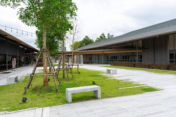 Phuket, Thailand - July 9,2022 : Beautiful view of Porto De Phuket, new community complex in Laguna area. Phuket is a popular tourist location for honeymoon and vacation.