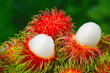 Thai fruit, sweet rambutan, beautiful color from the south of Thailand