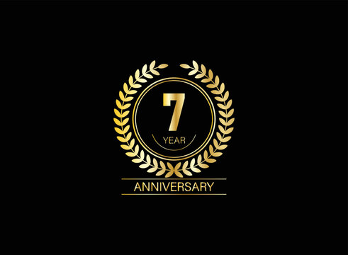 7 years anniversary logo. Vector and illustration. gold anniversary logo.