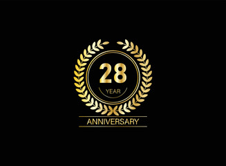 Fototapeta premium 28 years anniversary logo. Vector and illustration. gold anniversary logo.