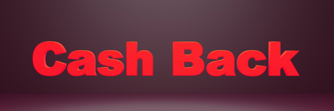 cash back red text 3d render, lettering web discount banner