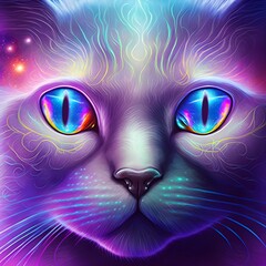 Abstract illustration of a neon cat