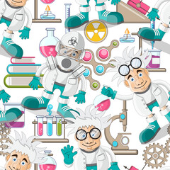 Background on a scientific theme. Seamless pattern. Vector illustration.