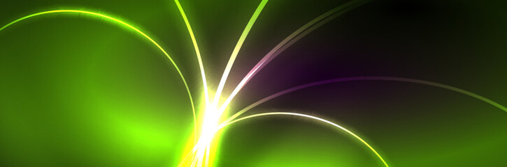 Neon glowing fluid wave lines, magic energy space light concept, abstract background wallpaper design