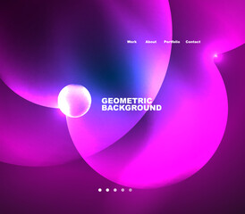 Neon glowing bubbles, circles magic energy space light concept, abstract background wallpaper design