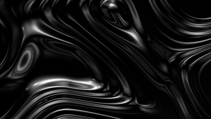3d render of abstract liquid metal background with curved lines