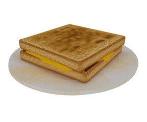 3d rendering realistic cheese toast