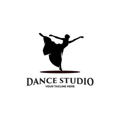Silhouette of dance studio logo design