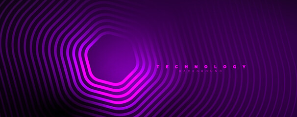 Neon shiny hexagons abstract background, technology energy space light concept, abstract background wallpaper desig