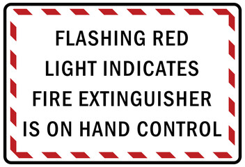 Fototapeta premium Fire emergency sign flashing red light indicates fire extinguisher is on hand control