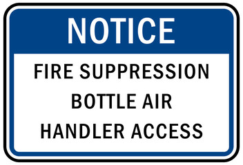 Fire emergency sign Fire suppression bottle air handler access