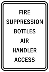 Fire emergency sign Fire suppression bottle air handler access