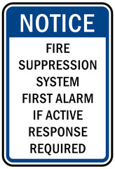 Fire emergency sign Fire suppression system first alarm