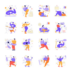 Fototapeta premium Pack of Musicians Flat Illustrations
