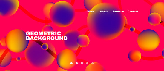 Network concept, line points connections geometric landing page background.