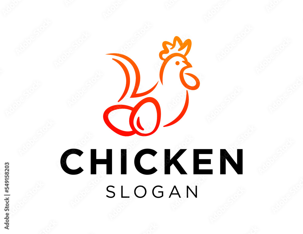 Poster logo about chicken on white background. created using the coreldraw application.