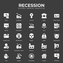 Recession Icon Pack With White Color