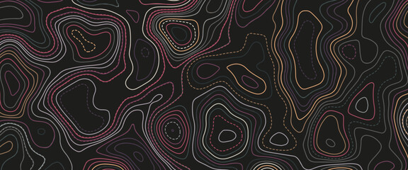 Abstract topographic background. Topographic map and place for texture. Landscape geodesy topography map background. Line texture pattern. Wavy banner and color geometric form.