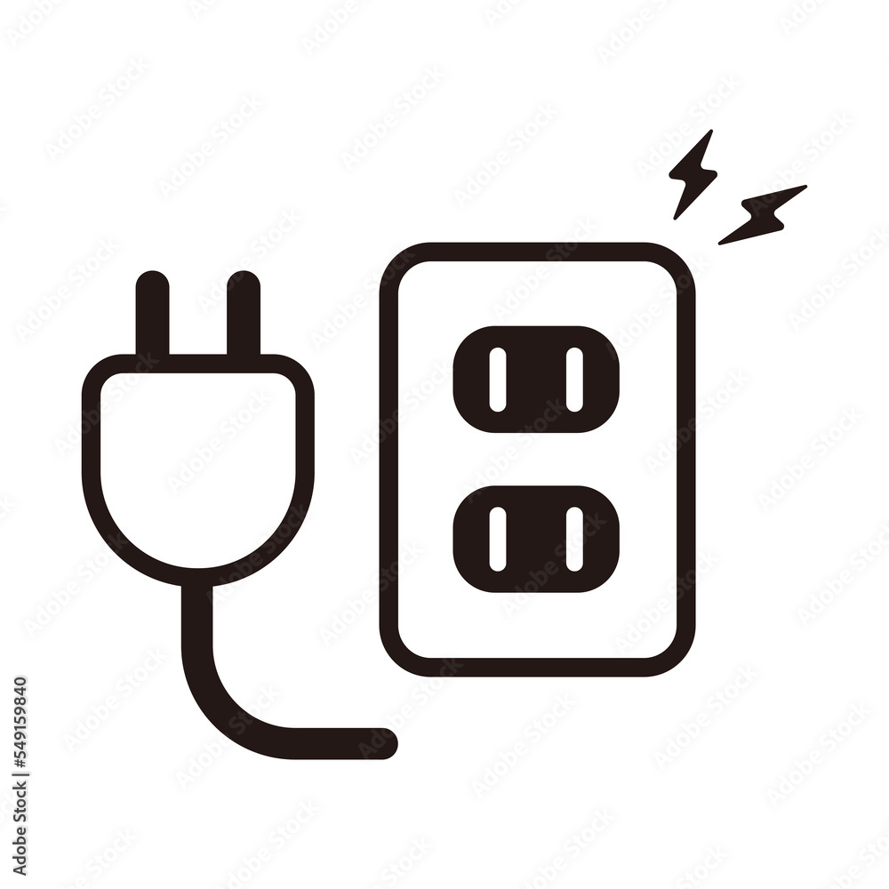 Wall mural outlet plug and socket icon / png ( background transparent )