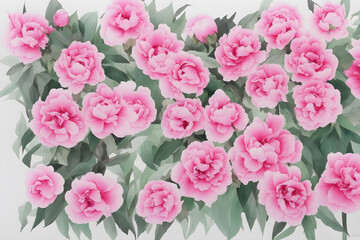 Obraz na płótnie Canvas Illustration digital watercolor flowers roses pink pattern background 