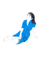 空を眺める少女イラスト