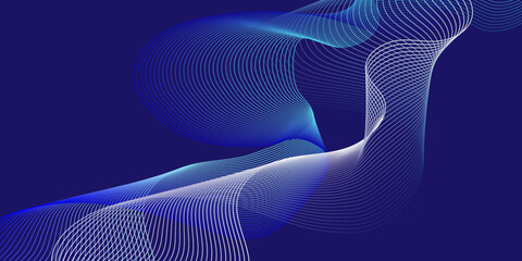 Abstract blue lines wave background and abstract gradiant and blue wave curve lines banner background design. Vector illustration. Modern template abstract design flowing particles wave.