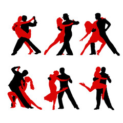 The set of silhouettes of the tango dance is very beautiful - obrazy, fototapety, plakaty
