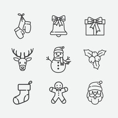 Christmas icons set. Christmas design element pack. Christmas and holiday card design element. Vector illustration