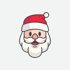 Santa Claus icon. Santa Claus face in flat design. Christmas card template. Santa claus face beard. Christmas vector illustration