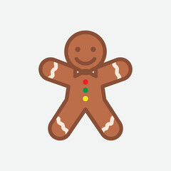 Gingerbread man cookie icon. Happy new year decoration. Merry christmas design element. New year and xmas celebration. Vector illustration