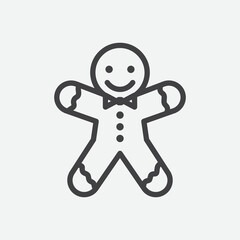 Gingerbread man cookie icon. Happy new year decoration. Merry christmas design element. New year and xmas celebration. Vector illustration