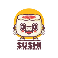 sushi cartoon mascot. japanese food vector illustration