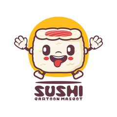 sushi cartoon mascot. japanese food vector illustration