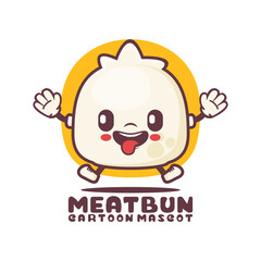 meat bun cartoon mascot. food vector illustration