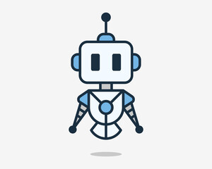 Robot Cyborg Robotic Cyber Humanoid Assistant Bot Futuristic Machine Flat Mascot Vector Logo Design