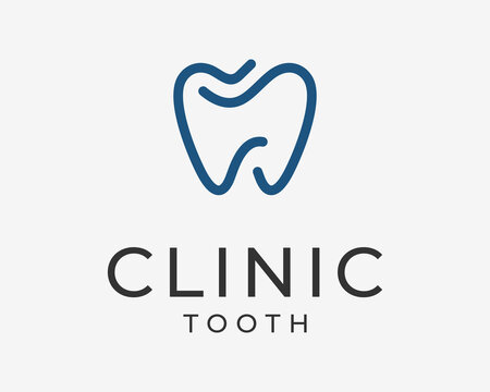 Dental Teeth Tooth Moral Dentist Orthodontic Clinic Simple Line Abstract Icon Vector Logo Design