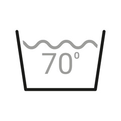 Laundry icon. Care clothes instructions on labels, temperature water 70. Vector line item isolated.