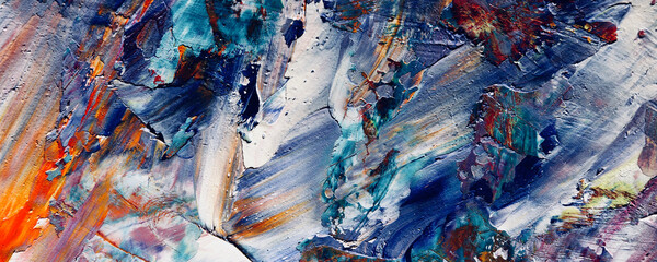 Color texture. Hand drawn oil painting on canvas. Abstract art background. Modern, contemporary art. Colorful canvas. Wall decor background	