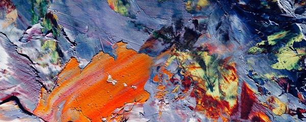 Color texture. Hand drawn oil painting on canvas. Abstract art background. Modern, contemporary art. Colorful canvas. Wall decor background	