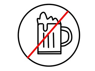 prohibition alcohol sign symbol with a glass of beer crossed out in red.  suitable for the theme of the regulations of the Arab country and the Islamic religion